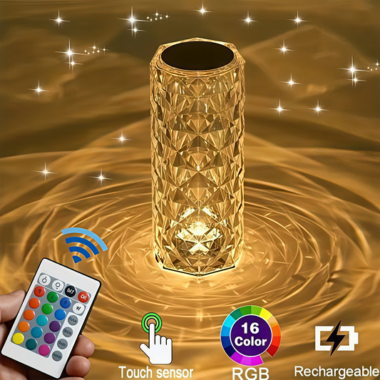 Diamond Crystal Lamp, 16 Color RGB, Rechargeable with Remote