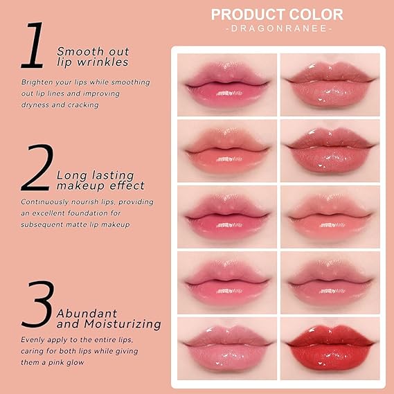 ✨ 10-Piece Dragon Ranee Korean Lip Gloss Set | Glossy & Glamorous Lips 💄💖