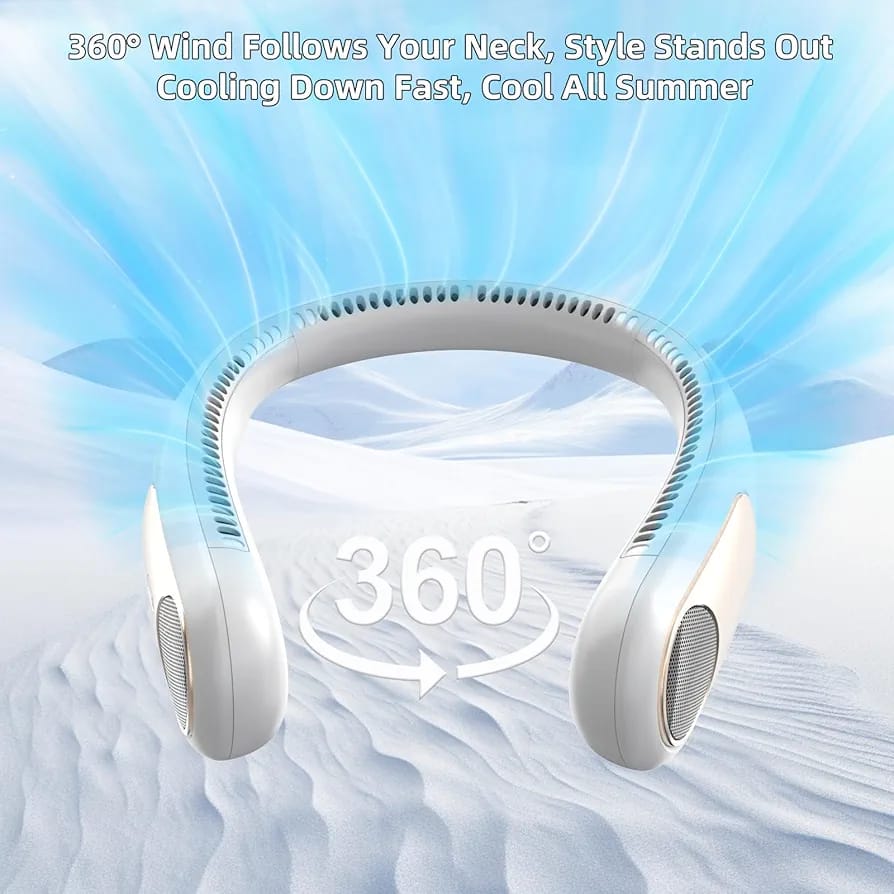 Portable Neck Fan  – Cooling Fan, 360° All-Around Airflow ✨