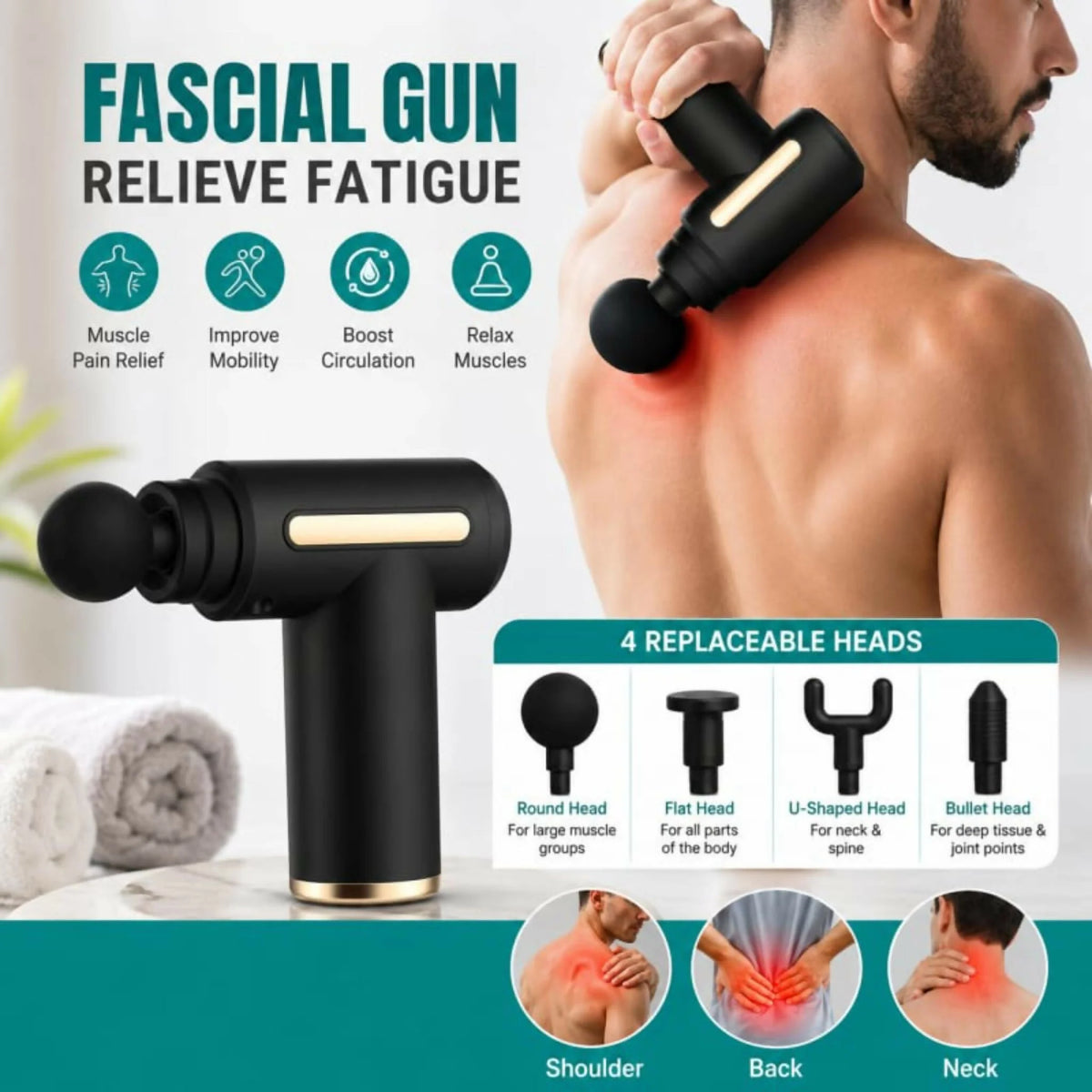 Deep Relief Pro Massage Gun | Cordless Percussion Therapy Massager